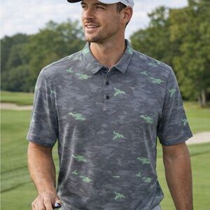 Walter Hagen Golf Polo Shirt Men’s Large Athleisure Casual Camo Print Gray